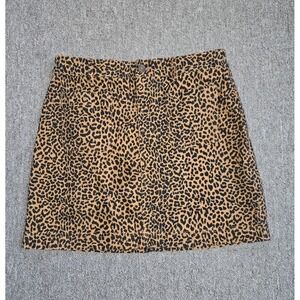J Crew Animal Print Mini Skirt Size 6 Front Flat Pockets